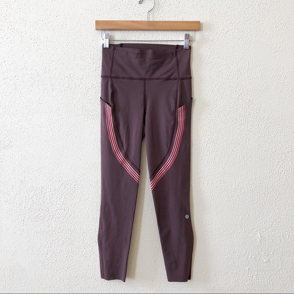 Lululemon Speed Limit Crop in Cherry Cola 4 - Picture 2 of 3